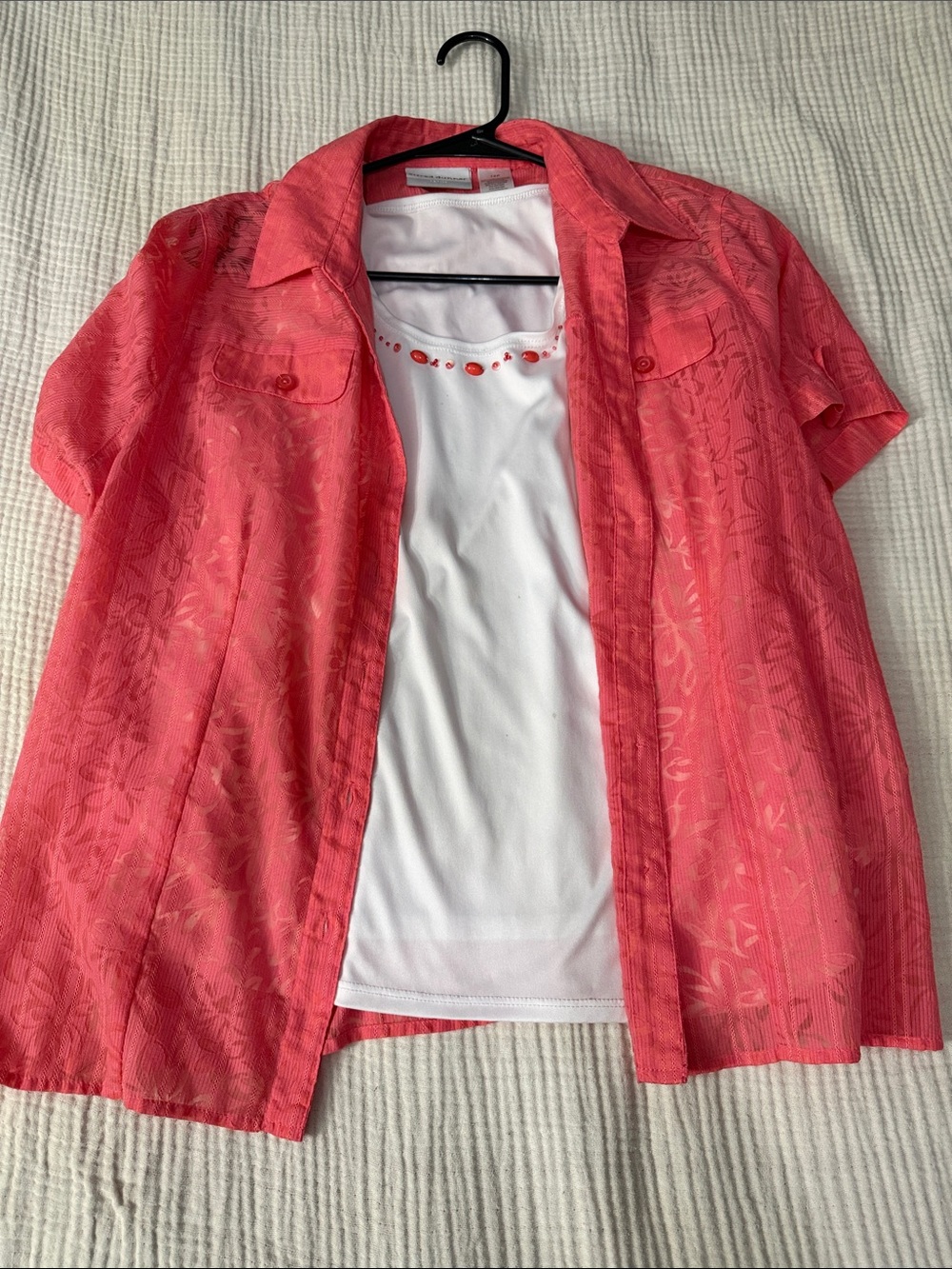 Alfred Dunner Coral Short-Sleeve Button Front Shirt